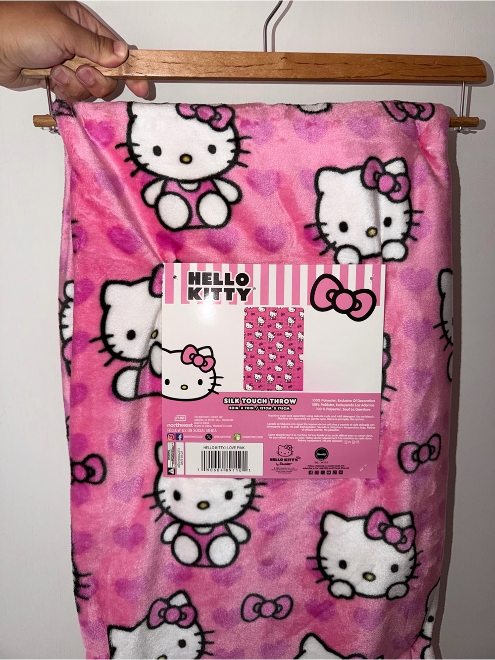 Hello Kitty Pink Plush Throw Blanket with Character Print